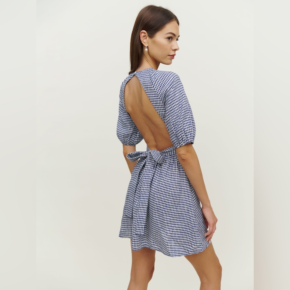 Reformation Irwin Linen Mini Dress (XS / Size 2) - Summer / Backless